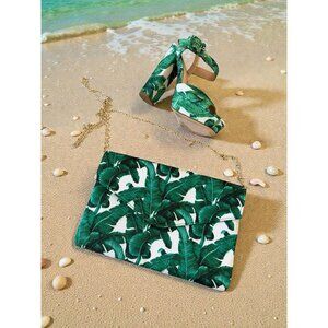 KELLY & KATIE Palm Leaf Tropical Print Crossbody Bag